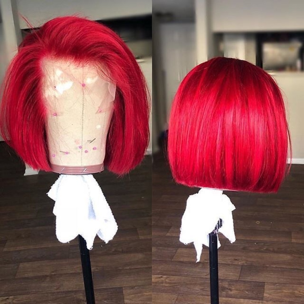 10” Red Front Lace Bob Wig Unit